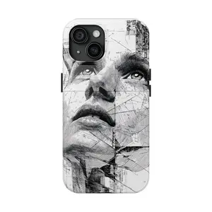 Abstract Portrait Phone Case | Monochrome Face Art, Urban Sketch iPhone Case