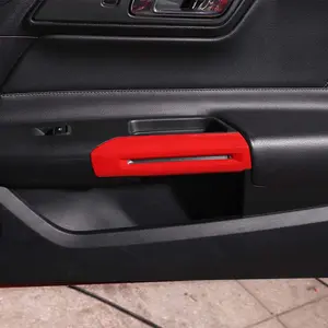 Inner Door Armrest Handle Cover Trim For Ford Mustang 2015+ Car Interior Accessories, ABS Red Carbonfiber