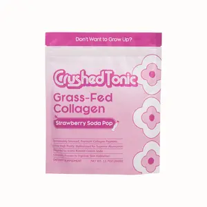 Strawberry Soda Pop Collagen - Crushed Tonic - Premium Hydrolyzed Collagen - Korean Beauty - Halal & Kosher Bovine Collagen - for Skin, Hair & Health - Protein Soda - Gluten Free Non GMO Skin Care Hair Nail Healthcare Supplement Beauty Protein