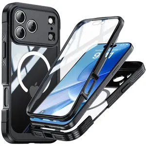 iPhone 17 Clear MagSafe Magnetic Case, 3-Layer Heavy Duty Smartphone Cellphone Protector, Anti-Drop Cover for Outdoor Sports, Mobile Phone Accessories with Screen Protector