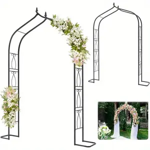 7ft Heavy-Duty Steel Garden Arch Arbor with Stakes - Wedding Arch, Floral Backdrop, Outdoor Plant Trellis for Climbing Flowers, Vines - Easy Assembly, Ideal for Lawn, Party, Ceremony Decor