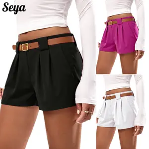 Seya Women's Solid Color Simple Commuter Bermuda Shorts, Business Casual Summer Shorts Cute Versatile Fashion Shorts All Seasons Business Casual Shorts, Stylish and Comfortable High Waisted Shorts with Pockets Stretchy