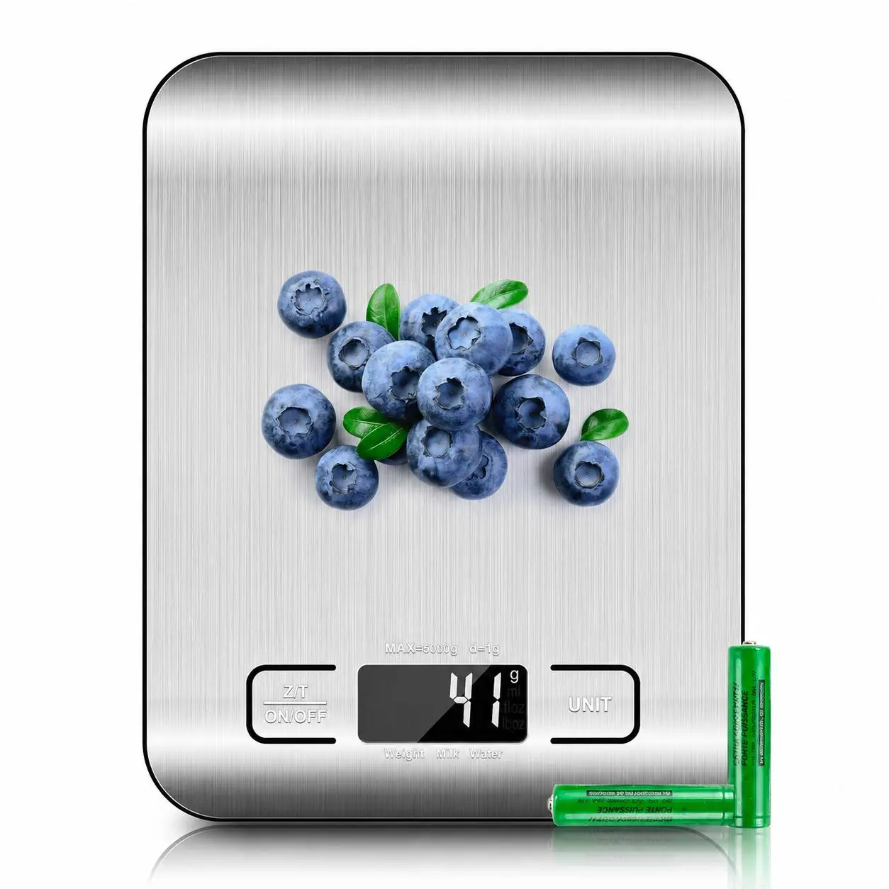 Digital Kitchen Food Scale 11lb/5kg, Stainless Steel Cooking & Baking Scale with LCD Display, Grams & Ounces, Meal Prep and Weight Loss Scale