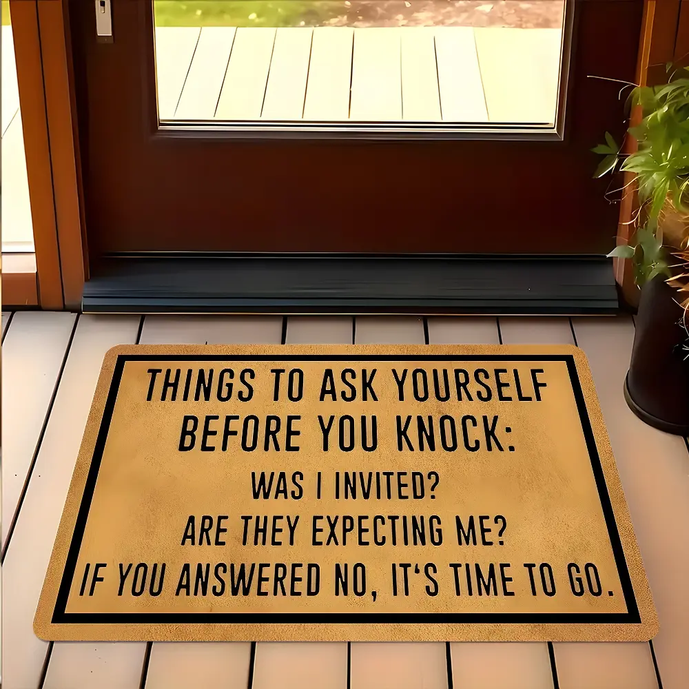 Humorous Knocking Reminder Design Doormat, Funny Doormat, Vintage Entrance Rug, Outdoor Entryway Doormat, Anti-slip Quick Drying Carpets, Indoor Outdoor Entrance Carpet Home Decor, Gifts for Family and Friends