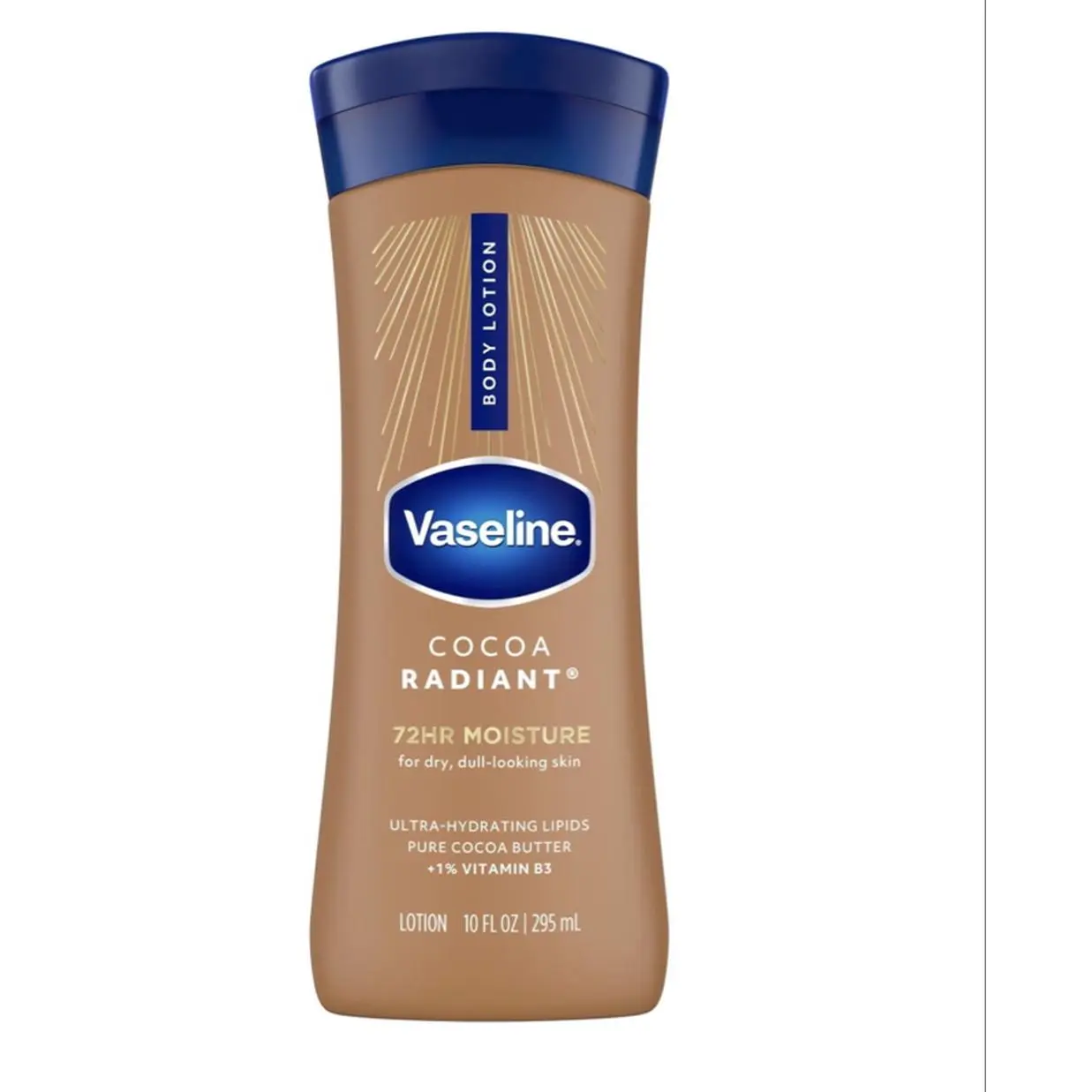 Vaseline Intensive Care Cocoa Radiant Body Lotion - For Dry Skin, With Ultra-Hydrating Lipids & Pure Cocoa Butter, 72HR Daily Moisture, 10 fl oz Bath & Body Care Moisturizer