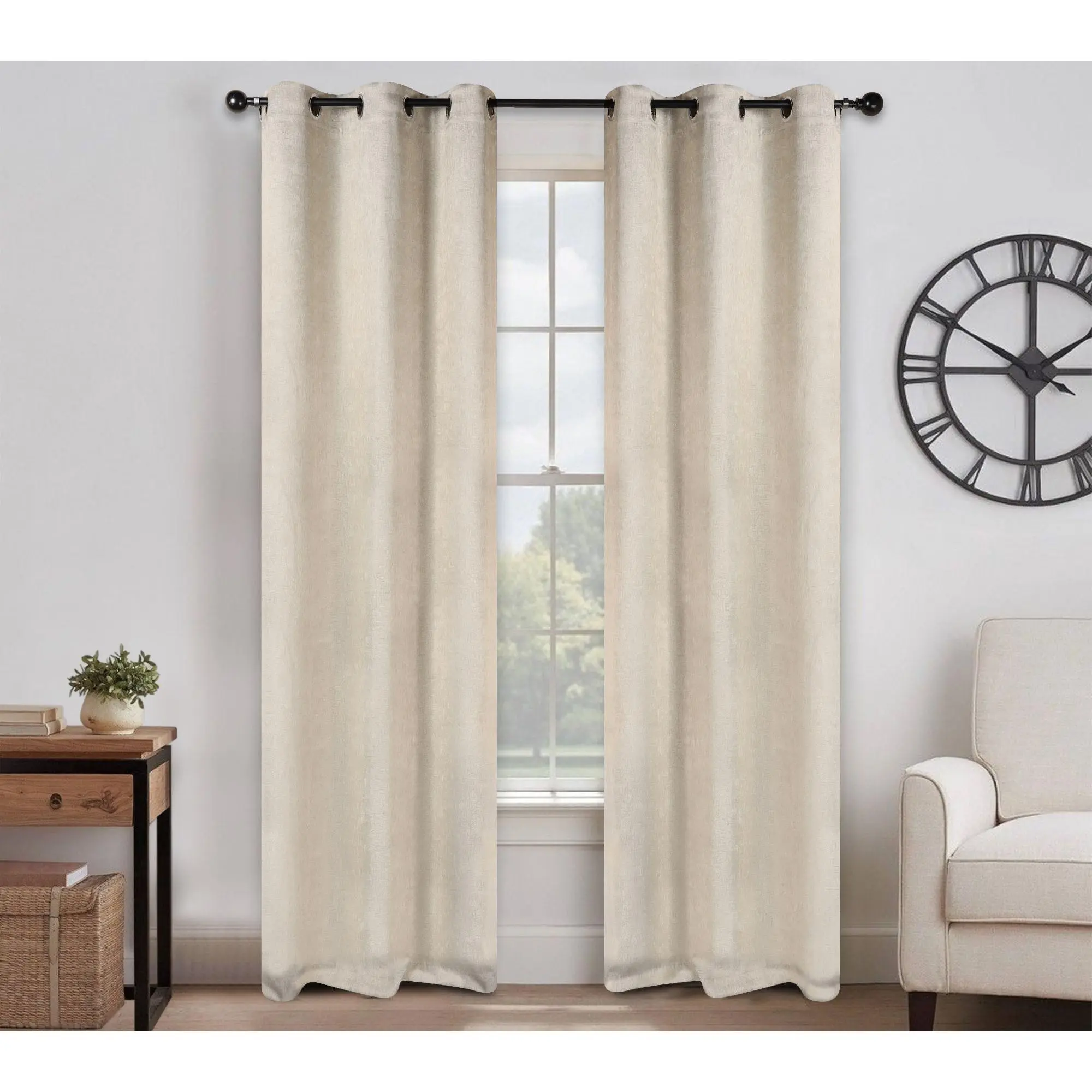 Superior Textured Blackout Curtain Set of 2 Panels, 42X84
