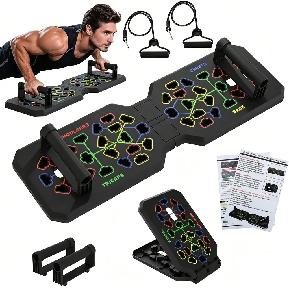 Push Up Board Foldable Training Equipment, Sports Fitness Accessory Push Up Stand, Cushioned Handles for Home Gym Strength Training