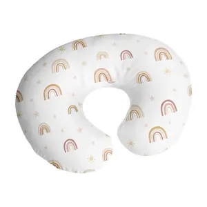 Sweet Jojo Designs Boho Rainbow Girl Nursing Pillow Cover Baby Breastfeeding Slipcover for Infant Newborn Nursery Bottle Breast Feeding Pillowcase (Pillow NOT Included) - Pink Yellow Bohemian Vintage