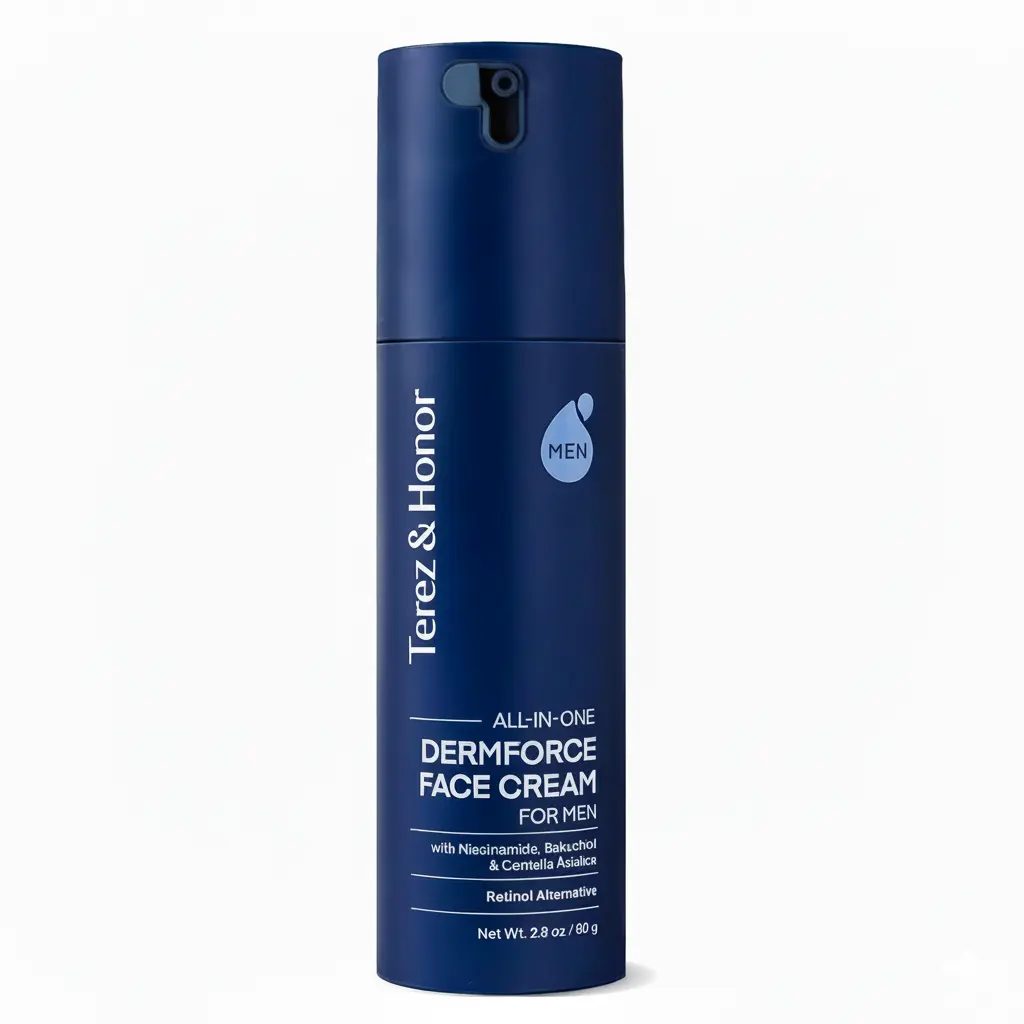 TEREZ & HONOR 6-In-1 Face Cream for Men: Korean Dermforce Anti-Aging Moisturizer Cream with Niacinamide & Bakuchiol - Reduces Wrinkles, Dark Spots, Eye Bags & Puffiness - K-Beauty Skincare 2.8oz