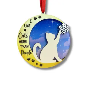 2025 Cat Ornaments For Christmas Tree, Christmas Cat Ornaments With Double Layers For Holiday Gifting And Decorations, Perfect Gift For Cats Owner And Animal Lovers