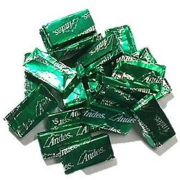 Nuts To You Andes Mints Candy, Sweet Peppermint Oil-Flavored Snack with Alkalized Cocoa, Contains Milk, Individual Wraps, 1lb Bulk Package (Approximately 90 Pieces, Artificial Colors: Yellow #5 Lake, Blue #1 Lake)