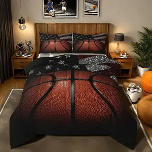 Feelyou Basketball Comforter Set - Ultra Soft Microfiber Material Sports Theme Decorative Bedding for Sports Fans, Black and Gray Duvet, Decorative Bedding Set