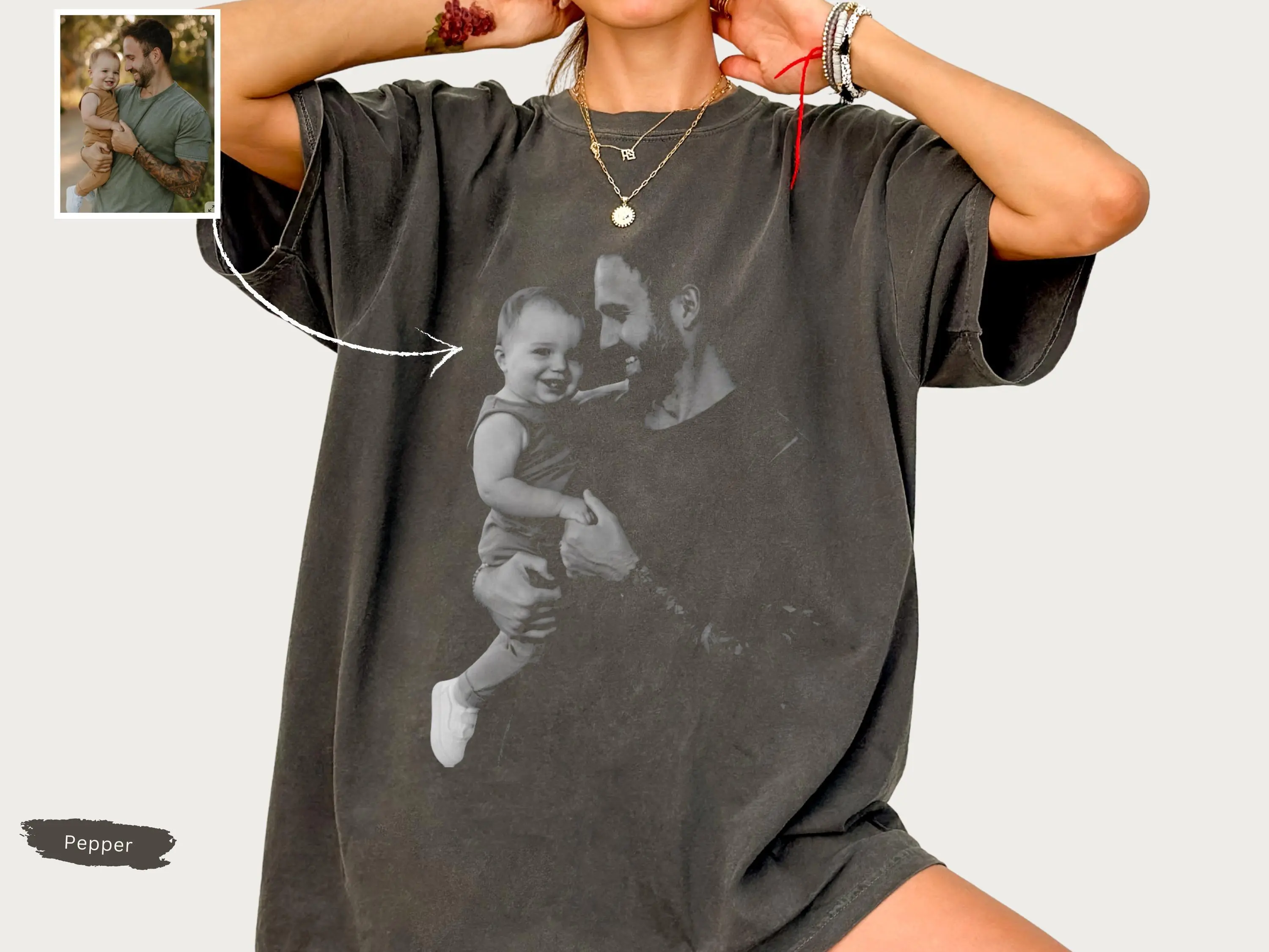 Custom Photo Dad Shirt Comfort Colors®: First Fathers Day Gift for Dad, Vintage Photo, Personalized Shirt, Daddy Picture TShirt