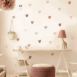 Boho Heart Wall Decals - 36 Decals in High-Quality Adhesive Vinyl
