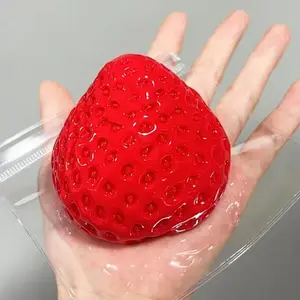 Cute Strawberry Squishy Toy, Soft Squishy, Stress Relief Sensory Fidget Ball, Slow Rebound High Transparency, Perfect Gift for Anxiety Relief
