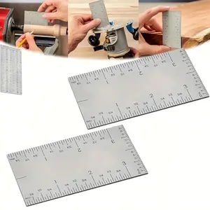 Stainless Steel Square Edge Ruler Set, Professional Woodworking Tool, 7.62cm Pocket Ruler, Full Scale, Matte Finish