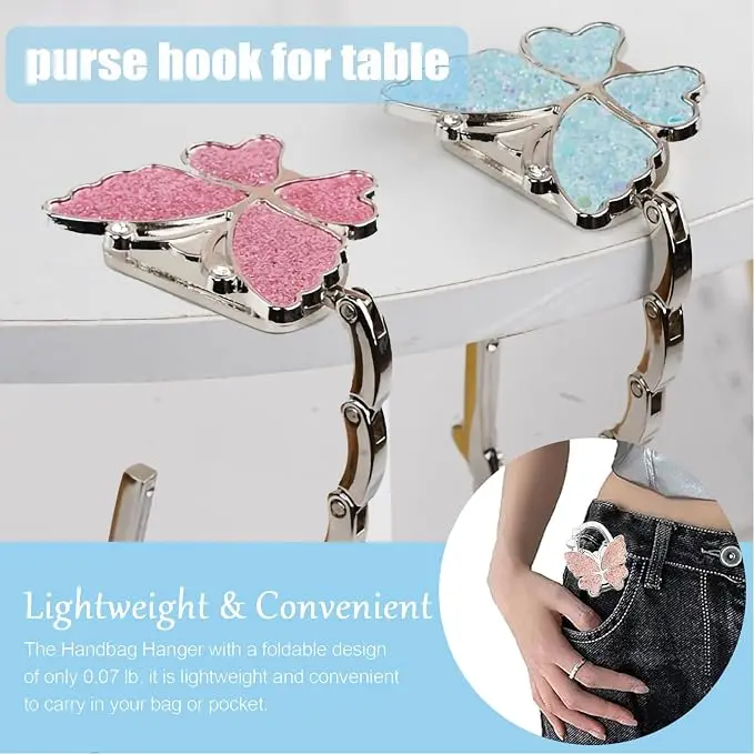Butterfly Foldable Handbag Hanger,Folding Purse Table Hook Holder,Foldable Purse Hook,Purse Holder Stand for Table (B)