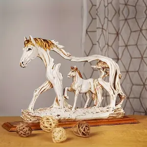 1 Pc Creative Hollow Style White Horse Resin Decoration Feng Shui Galloping Horse Statue Resin Crafts Study Decoration, Suitable For Home Decoration, Party Decorations, Holiday Gifts, Suitable For Animal Art Lovers