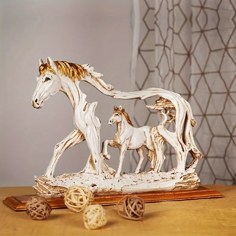 1 Pc Creative Hollow Style White Horse Resin Decoration Feng Shui Galloping Horse Statue Resin Crafts Study Decoration, Suitable For Home Decoration, Party Decorations, Holiday Gifts, Suitable For Animal Art Lovers