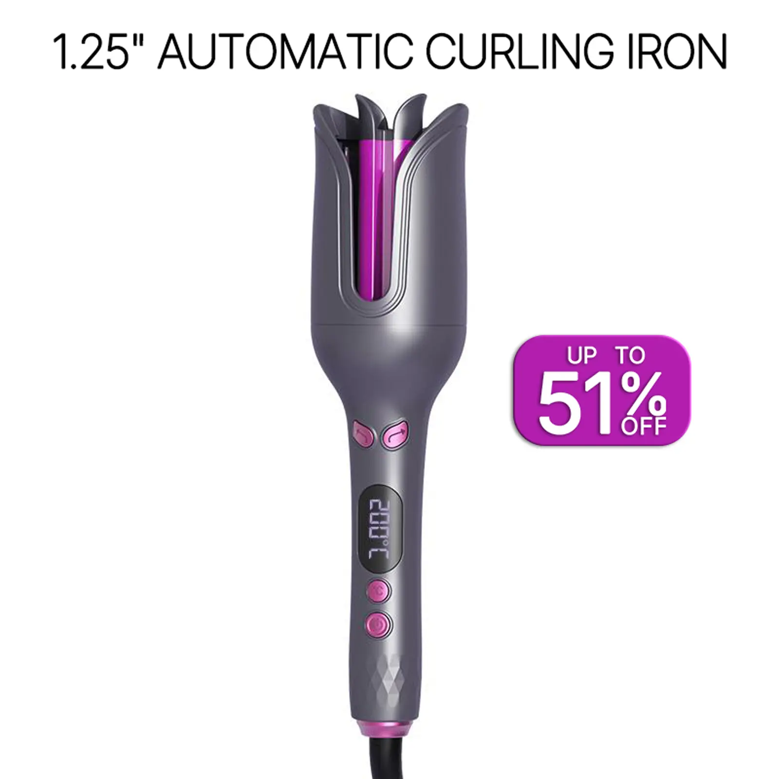 1.25-Inch/32mm  Automatic Hair Curling Iron,Large-Barrel Hair Curler with 100M Negative Ions,4 Heat Settings,Women’s At-Home Hair Styling Tool for Effortless Styling and Gentle Ionic Care