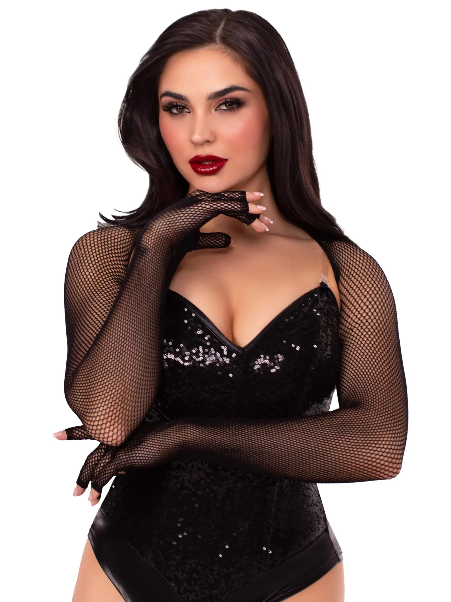Stretchy Fishnet Shrug with Built-in Fingerless Gloves, Women's Nylon Bolero Top for Rave & Festival Outfits, Nylon Fabric, Night Out, Breathable Net, Lingerie, Rave Look, Styles, Party, Soft, Evening, Cold Wash