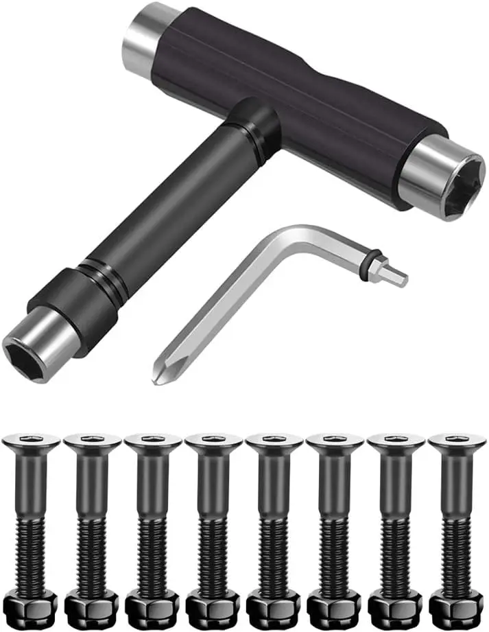 Upkeep All-in-One Multi-Function Portable Skate Tool with 2-in-1 Allen Wrench & Phillips Head Screwdriver for Adjusting and Tightening Skateboard/Longboard Wheels, Trucks, and Kingpin