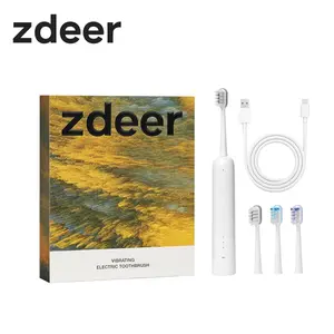 ZDEER Oscillating Sonic Electric Toothbrush with 3 BrushHeads,3 Modes 3 Intensity Settings ,Traveling Partner vibrate brush White vibrate brush
