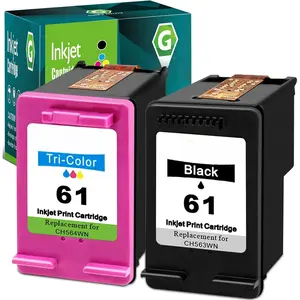 Remanufactured Ink  61 Replacement For HP61 61Xl Combo Pack For Envy 4500 5530 Deskjet 1512 1000 1010 2000 3050 3510 Officejet 2620 2621 4632 Printer for 61 Black Tri-color ink, 2 PK