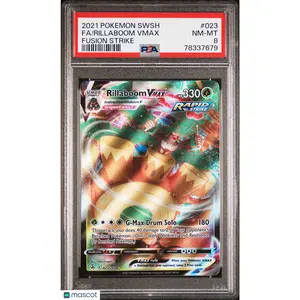 2021 POKEMON SWORD & SHIELD FUSION STRIKE #023 FULL ART/RILLABOOM VMAX PSA 8