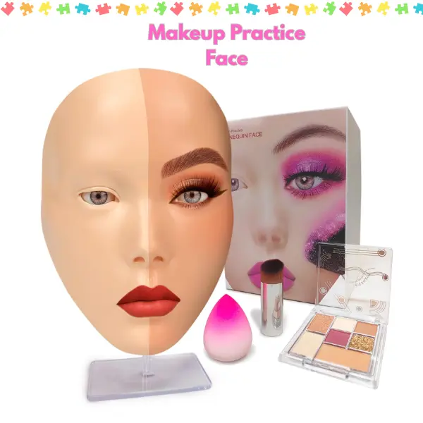 5D Silicone Makeup Practice Face Board | Reusable Makeup Mannequin Face for Beginners | Eyelash & Eyeshadow Training Face | Makeup Artist Practice Head Gift