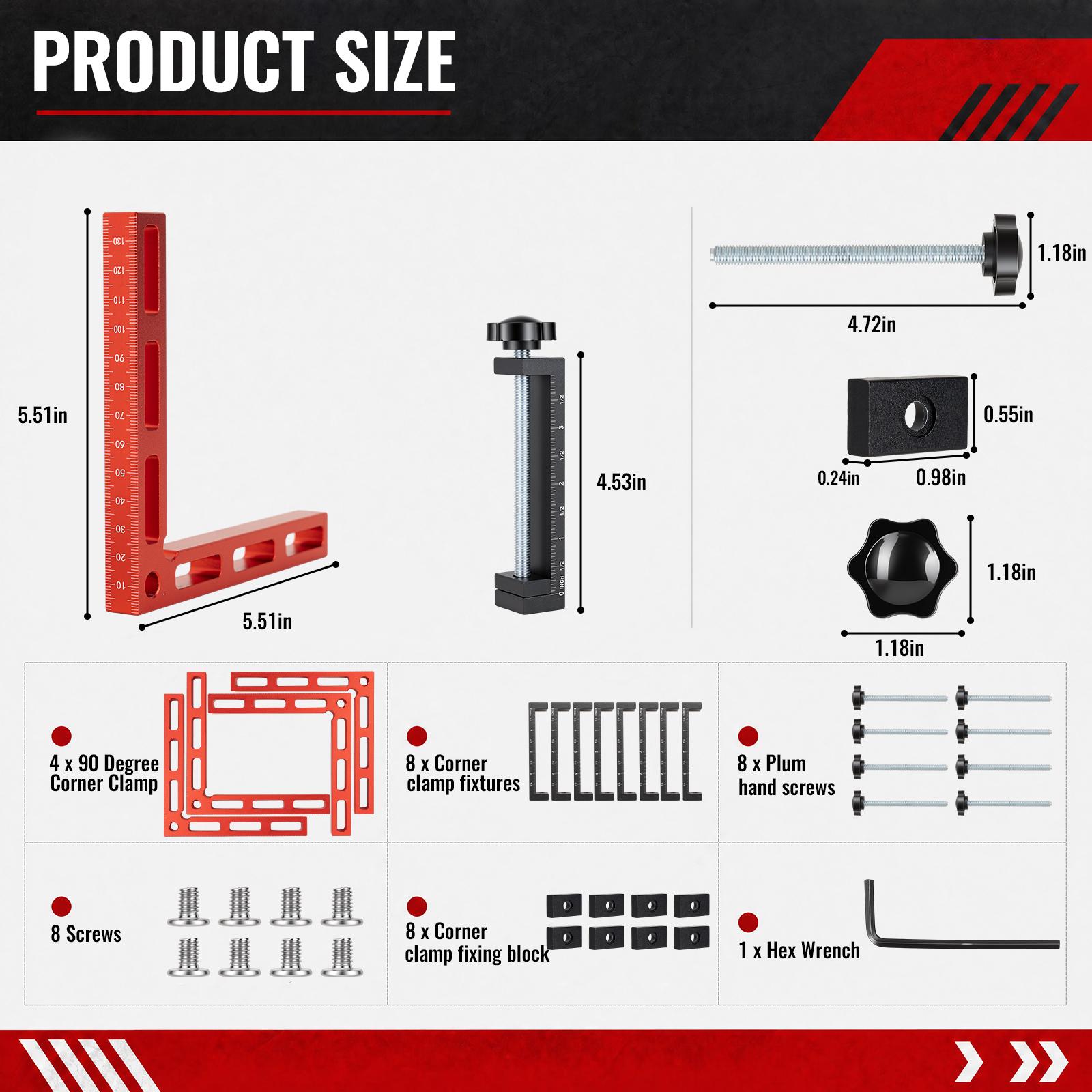 90 degree woodworking corner clamp set