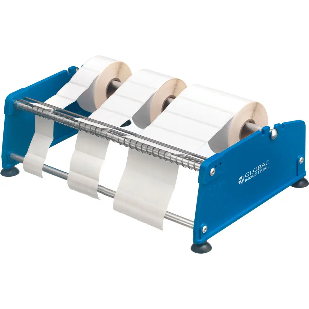 Global Industrial 412612 Plastic Compact Manual Label Dispenser, Feed Type: Manual, 3-3/8 in. Width, Max Width 12 in. for Office Label Printers, 7 In. Height