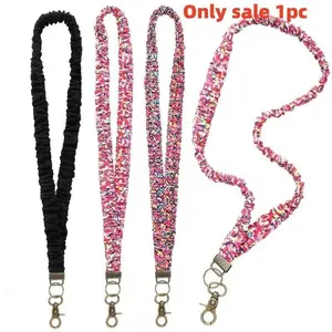 Colorful Hair Tie Lanyard for ID and Keys, Fashionable Clip-On Necklace Strap, Elastic Work Card Holder for Teachers, Nurses, Doctors, Friends