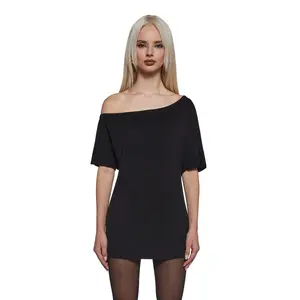 Flirting Over Oversized Tee - Black