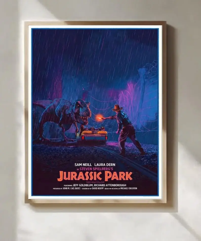 Jurassic Park (1993) Movie Poster Print Unframed, Alternative Film Wall Print, Sci-Fi Decor