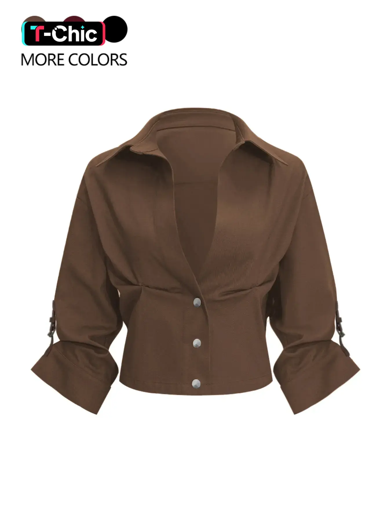 Women's solid color button-down collared long-sleeved casual Basic Fitted Top shirt with aesthetic pleated design, suitable for everyday wear, outdoor activities, work, club parties, and many other occasions, Button Front Casual Blouses