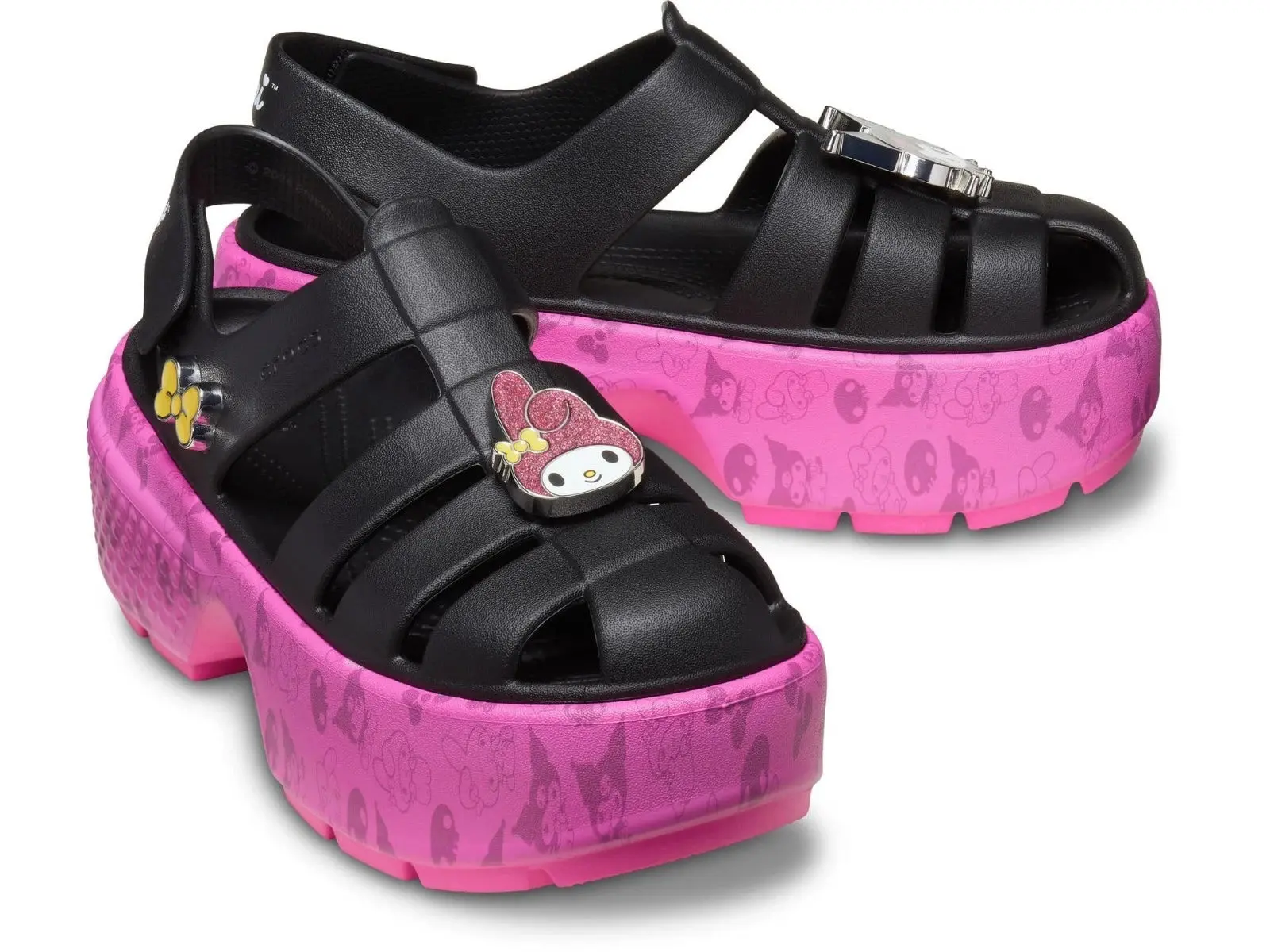 Crocs Stomp Open Toe Sandal - Unisex M7W9, Hello Kitty & Friends My Melody & Kuromi, Casual Use, Character Charm, Style ZOGG3446