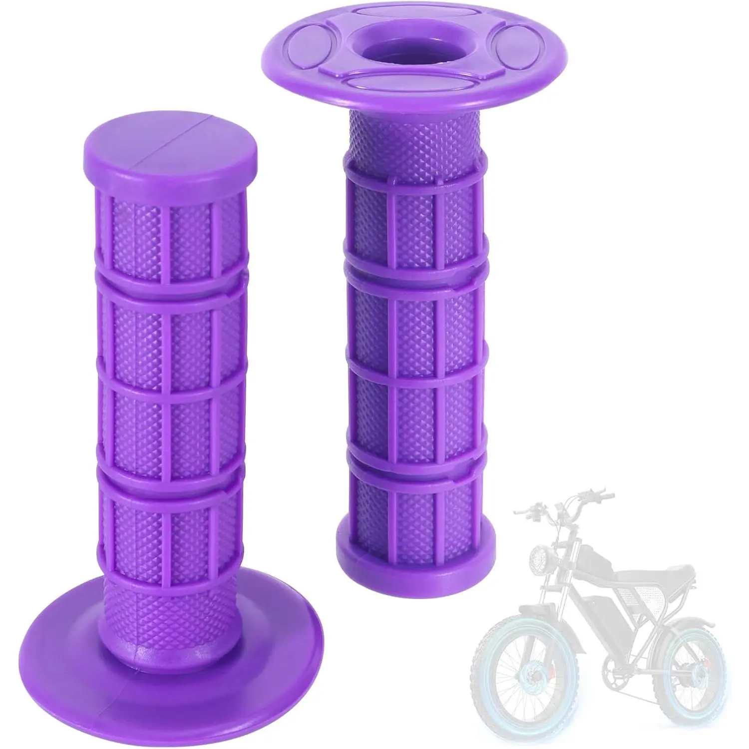 Purple Motorcycle Grips, Soft Rubber Half Waffle Hand Control for eBike & Dirt Bike Accessories, 1 Pair for Universal 7/8" Bars (22mm/24mm), Anti-Skid Comfort for Long Rides, Replacement, Motor Parts Accessories, Slide-On, Ebike Accessories, Motorcycle Ac