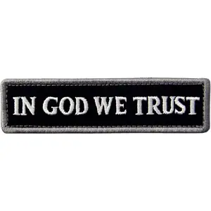 Embtao in GOD We Trust Embroidered Tactical Morale Fastener Hook&Loop Patch - Black & White EmbTao