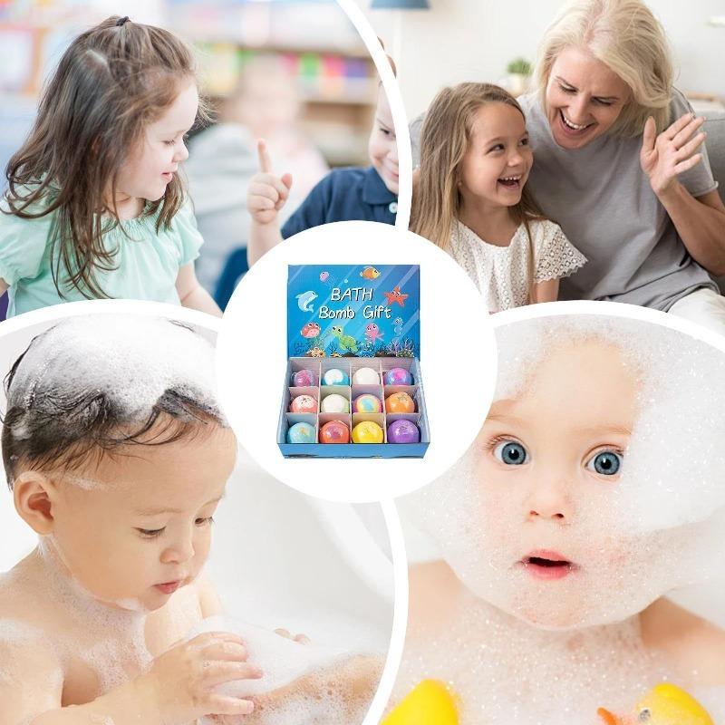 12PCS Bath Bombs for Kids with SurpriseSPRINGInside, 12 Pack Kid Bath Bombs Gift Set,Easter Basket Stuffers for Boys Girls BubbleBath with Toys Inside Skin Repair