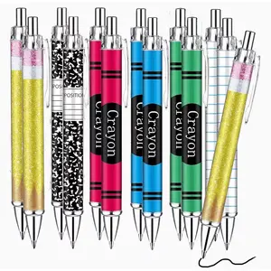 6/12pcs Teachers Pens Bulk Christmas Teacher Appreciation Gifts Glitter Ballpoint Pens Xmas Stocking Stuffer Thank You Gifts for Woman Nurse Coworker Staff Office Writing Stationery Supply