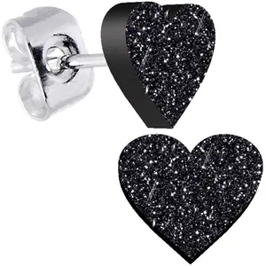 Glitter Heart Stud Earrings - Hypoallergenic