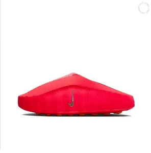 Bright Red Recovery Slide Sandals, Perforated Breathable Upper, Wave Shaped Cushion Sole With Orange Anti-Slip Outsole Nubs