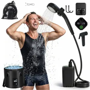 Senmeo Portable Outdoor Camping Shower - Black, 6000mAh USB Pump, Ideal for Beach, Hiking, Pet Bathing, Easy to Carry, Versatile for Outdoor Activities