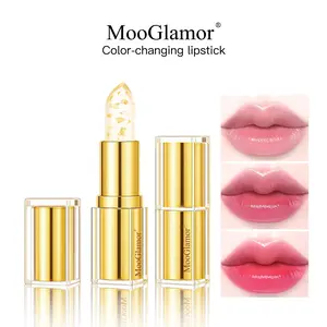 luxury Gold Foil Color Changing Lipstick Long Lasting Makeup Showcasing Charm Crystal Lip Glossy Waterproof Smooth Easy To Apply Natural Makeup Cosmetic
