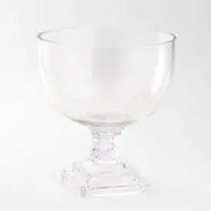 Footed Square Pedestal Vessel Clear Glass Display Bowl