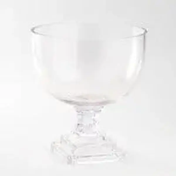 Footed Square Pedestal Vessel Clear Glass Display Bowl