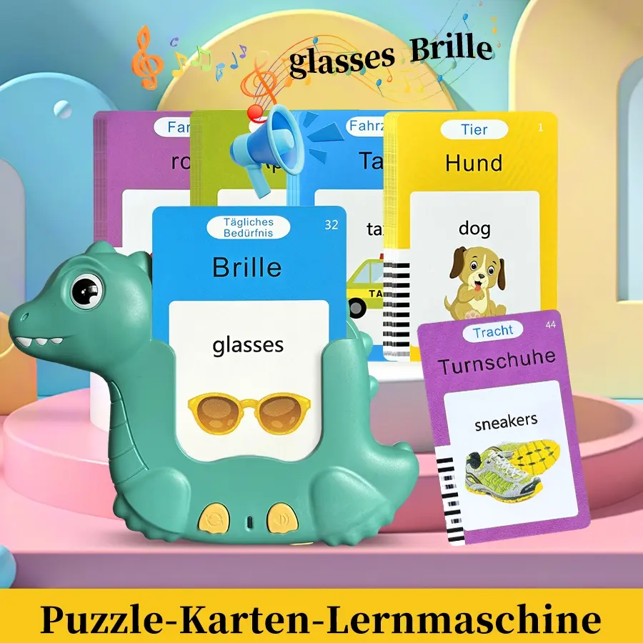 German and English Talking Flash Cards for Boys and Girls, Bilingual Instruction Cards Voice Training Tool Educational ABC Flashcards Learning Alphabet Learn to Talk Common Words Flashcards, Contains 224 Sight Words Birthday Gift