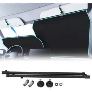 2026 Retractable Windshield Sun Shade Automatic Car Sunshade for Windshield, UV & Heat Protection, Keep Cool and Protect Interior, Adjustable Universal Fit for Car Trucks SUVs (Not for High Curve)