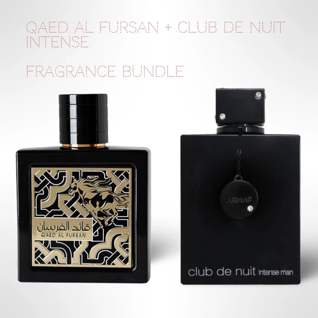 Lattafa Qaed Al Fursan + Club De Nuit Intense 100ml (3.4 Fl oz) Long Lasting Perfume - Value Bundle - Fragrance Gift Bundle, Citrus Rose Vanilla, Alcohol-Free